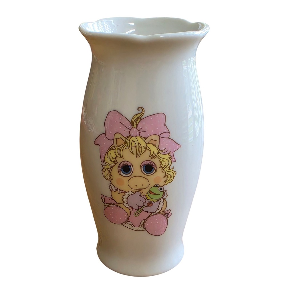 Vintage 1983 Enesco Muppet Babies Baby Miss Piggy Ceramic Bud Vase Japan 5"